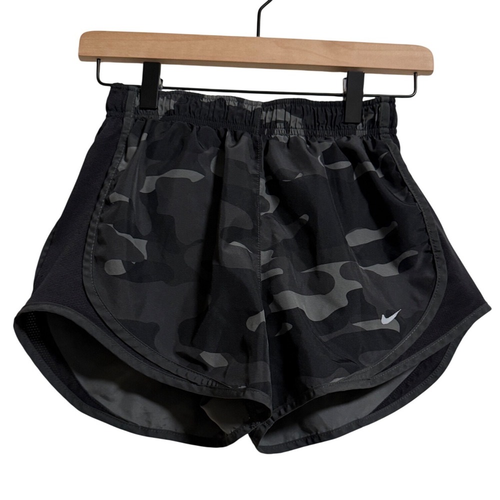 Nike Dri-FIT Tempo‎ Womens XS Black Grey Camo Running Shorts